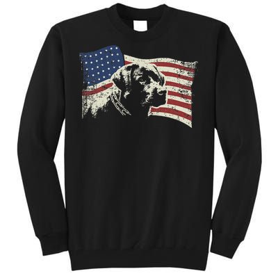 Patriotic USA Flag Black Labrador gift for Lab Owners Tall Sweatshirt