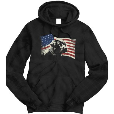 Patriotic USA Flag Black Labrador gift for Lab Owners Tie Dye Hoodie