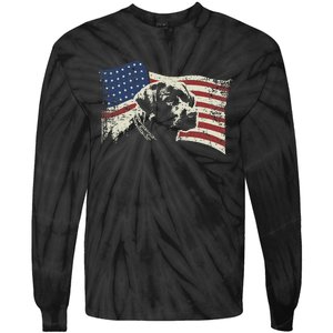 Patriotic USA Flag Black Labrador gift for Lab Owners Tie-Dye Long Sleeve Shirt