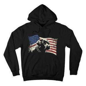 Patriotic USA Flag Black Labrador gift for Lab Owners Tall Hoodie