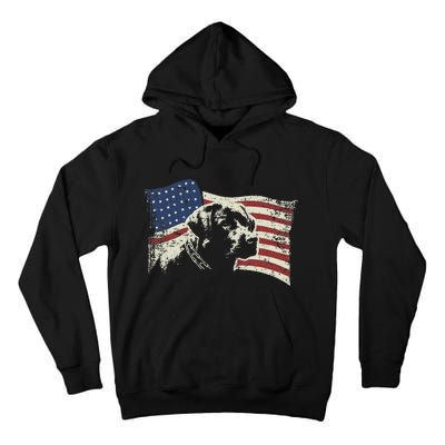 Patriotic USA Flag Black Labrador gift for Lab Owners Tall Hoodie