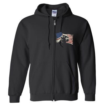 Patriotic USA Flag Black Labrador gift for Lab Owners Full Zip Hoodie