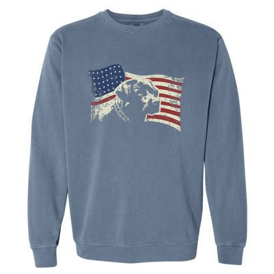 Patriotic USA Flag Black Labrador gift for Lab Owners Garment-Dyed Sweatshirt