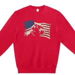 Patriotic USA Flag Black Labrador gift for Lab Owners Premium Crewneck Sweatshirt