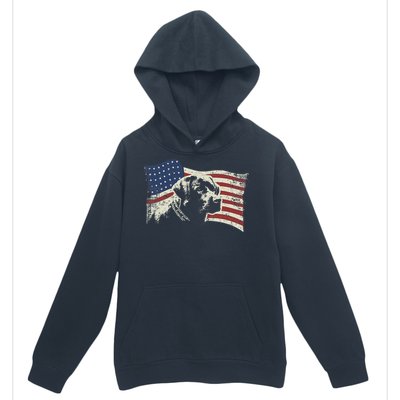 Patriotic USA Flag Black Labrador gift for Lab Owners Urban Pullover Hoodie