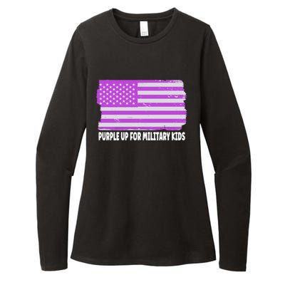 Purple Up For Military Month Military Usa Flag Gift Womens CVC Long Sleeve Shirt