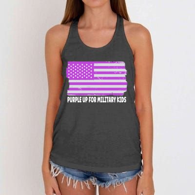 Purple Up For Military Month Military Usa Flag Gift Women's Knotted Racerback Tank