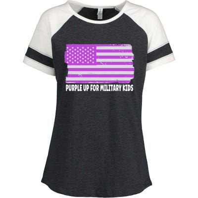 Purple Up For Military Month Military Usa Flag Gift Enza Ladies Jersey Colorblock Tee