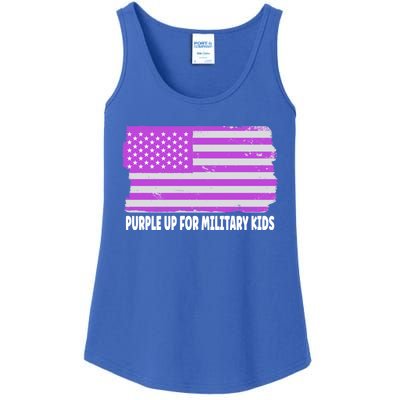 Purple Up For Military Month Military Usa Flag Gift Ladies Essential Tank