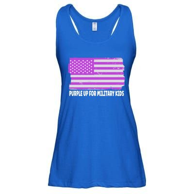 Purple Up For Military Month Military Usa Flag Gift Ladies Essential Flowy Tank