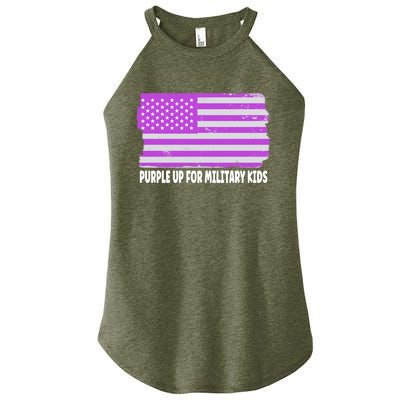 Purple Up For Military Month Military Usa Flag Gift Women’s Perfect Tri Rocker Tank