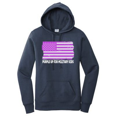 Purple Up For Military Month Military Usa Flag Gift Women's Pullover Hoodie