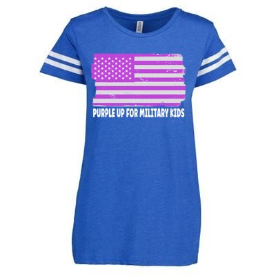 Purple Up For Military Month Military Usa Flag Gift Enza Ladies Jersey Football T-Shirt