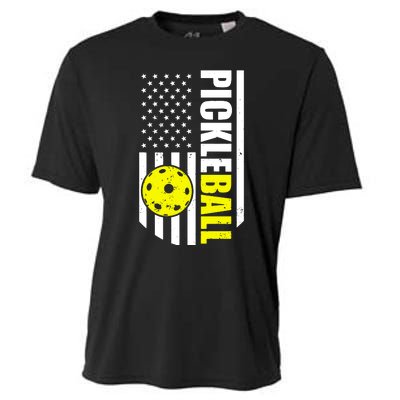 Pickleball Usa Flag Love Playing Pickleball Cooling Performance Crew T-Shirt