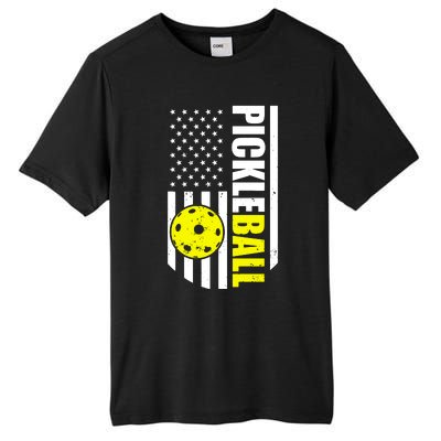 Pickleball Usa Flag Love Playing Pickleball Tall Fusion ChromaSoft Performance T-Shirt