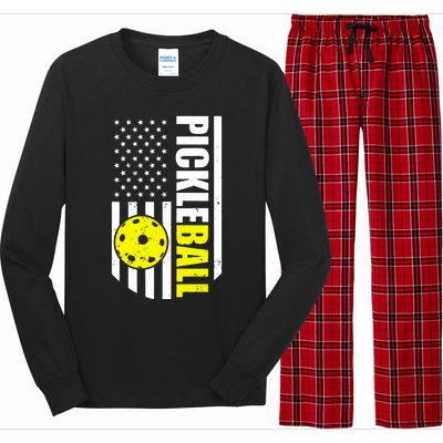 Pickleball Usa Flag Love Playing Pickleball Long Sleeve Pajama Set