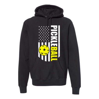 Pickleball Usa Flag Love Playing Pickleball Premium Hoodie