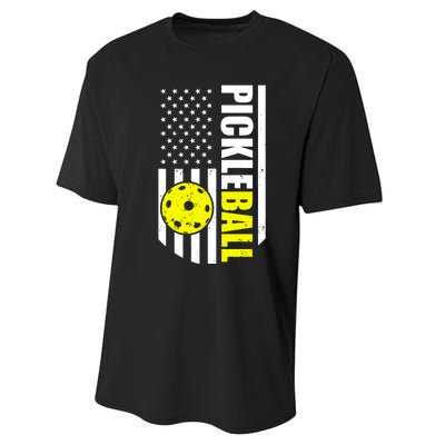 Pickleball Usa Flag Love Playing Pickleball Performance Sprint T-Shirt