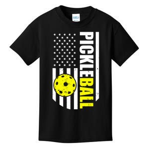 Pickleball Usa Flag Love Playing Pickleball Kids T-Shirt