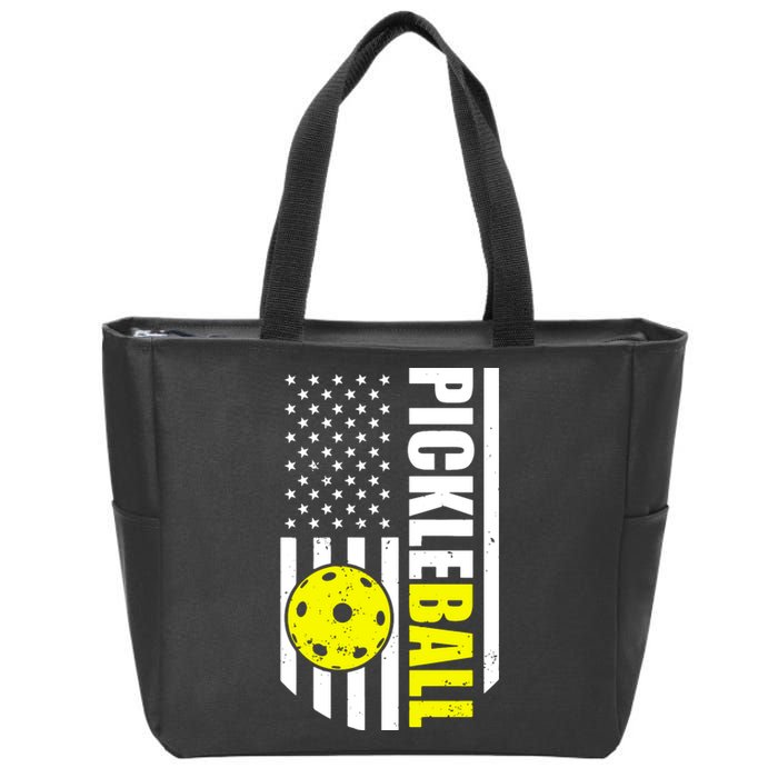 Pickleball Usa Flag Love Playing Pickleball Zip Tote Bag