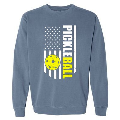 Pickleball Usa Flag Love Playing Pickleball Garment-Dyed Sweatshirt