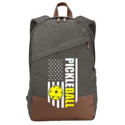 Pickleball Usa Flag Love Playing Pickleball Cotton Canvas Backpack