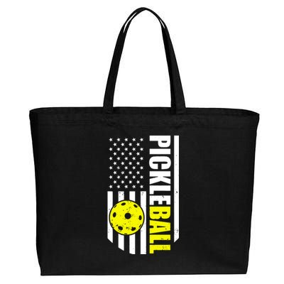 Pickleball Usa Flag Love Playing Pickleball Cotton Canvas Jumbo Tote