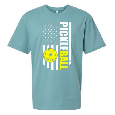 Pickleball Usa Flag Love Playing Pickleball Sueded Cloud Jersey T-Shirt