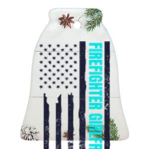 Patriotic Us Flag Design Firefighter Friend Gift Ceramic Bell Ornament