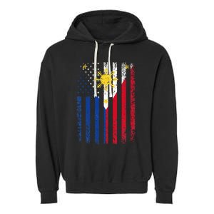 Philippines Usa Flag Garment-Dyed Fleece Hoodie