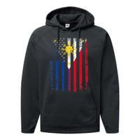 Philippines Usa Flag Performance Fleece Hoodie