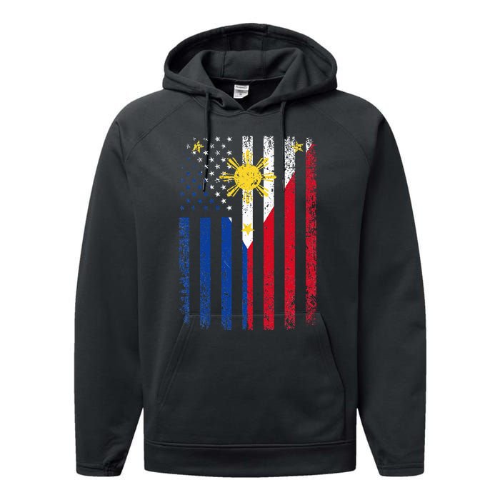 Philippines Usa Flag Performance Fleece Hoodie