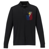 Philippines Usa Flag Performance Long Sleeve Polo