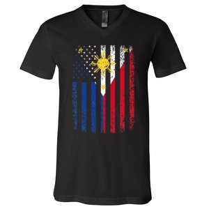 Philippines Usa Flag V-Neck T-Shirt