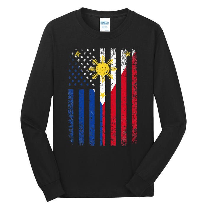 Philippines Usa Flag Tall Long Sleeve T-Shirt