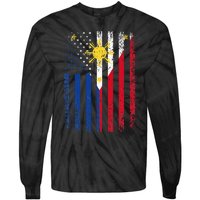 Philippines Usa Flag Tie-Dye Long Sleeve Shirt