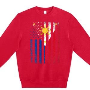 Philippines Usa Flag Premium Crewneck Sweatshirt