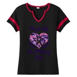 Purple Up For Military Great Gift Military Month Heart Gift Ladies Halftime Notch Neck Tee