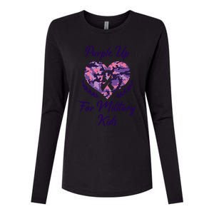 Purple Up For Military Great Gift Military Month Heart Gift Womens Cotton Relaxed Long Sleeve T-Shirt