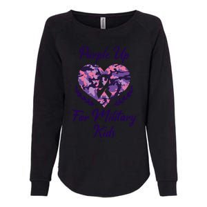 Purple Up For Military Great Gift Military Month Heart Gift Womens California Wash Sweatshirt