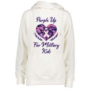 Purple Up For Military Great Gift Military Month Heart Gift Womens Funnel Neck Pullover Hood