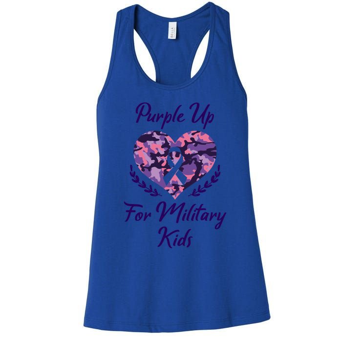 Purple Up For Military Great Gift Military Month Heart Gift Women's Racerback Tank