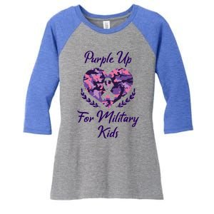 Purple Up For Military Great Gift Military Month Heart Gift Women's Tri-Blend 3/4-Sleeve Raglan Shirt