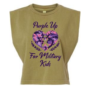 Purple Up For Military Great Gift Military Month Heart Gift Garment-Dyed Women's Muscle Tee