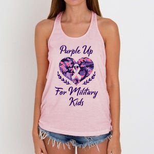 Purple Up For Military Great Gift Military Month Heart Gift Women's Knotted Racerback Tank