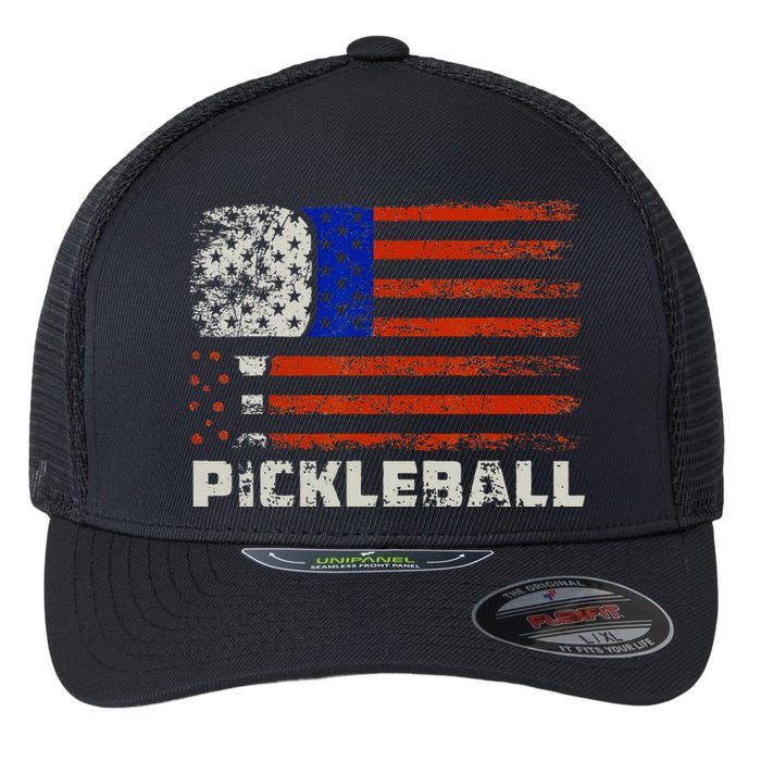 Pickleball USA Flag US Player Paddleball Flexfit Unipanel Trucker Cap