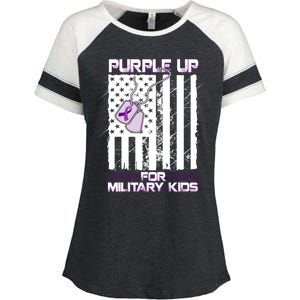 Purple Up For Military Meaningful Gift Military Month Heart Cool Gift Enza Ladies Jersey Colorblock Tee