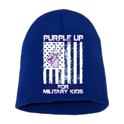 Purple Up For Military Meaningful Gift Military Month Heart Cool Gift Short Acrylic Beanie