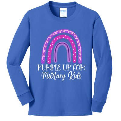 Purple Up For Military Rainbow Military Month Gift Kids Long Sleeve Shirt