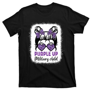 Purple Up For Military Messy Bun Military Child Month T-Shirt